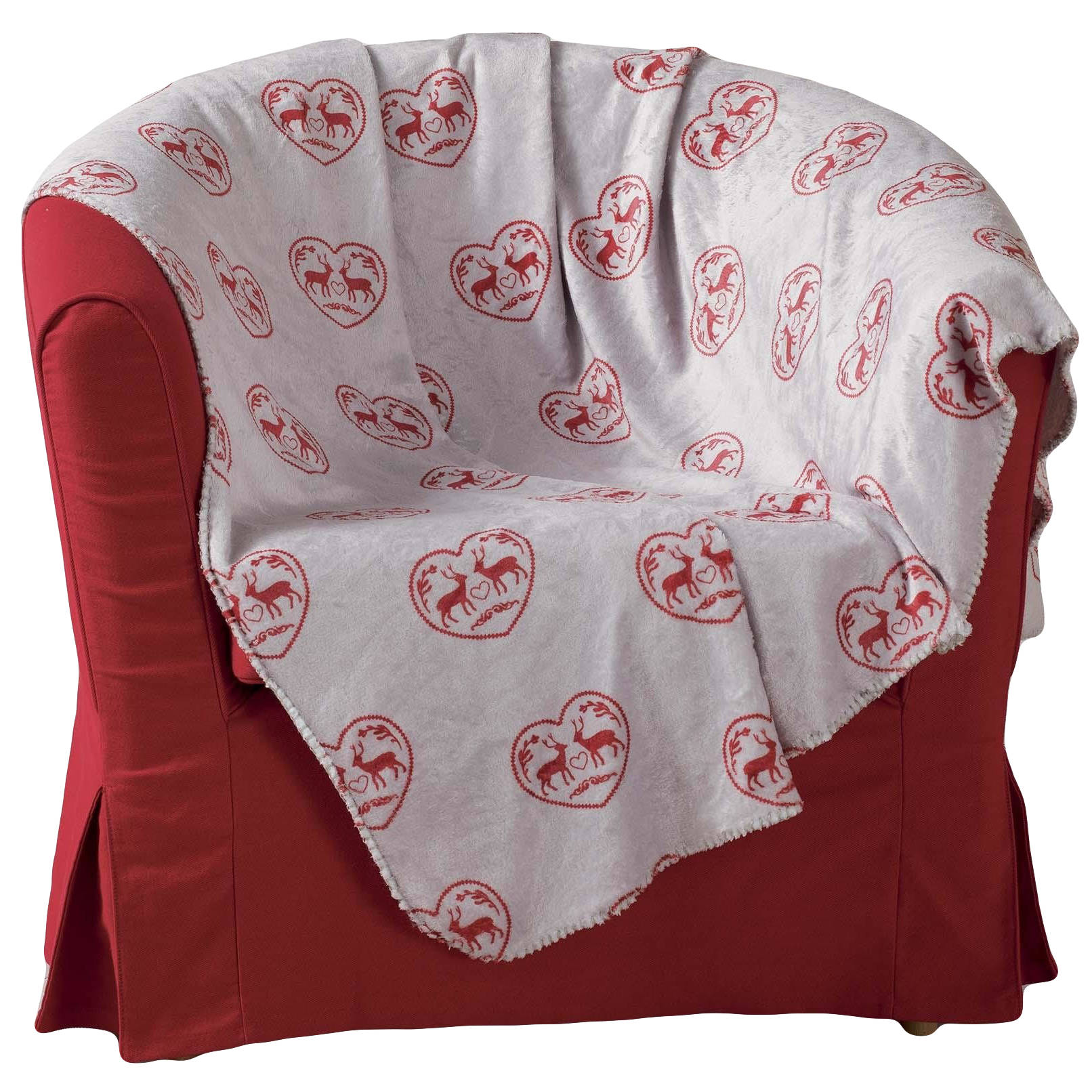 Douceur d'intérieur Přehoz na postel FLANNEL, 125 x 150 cm, s vánočním motivem bílá