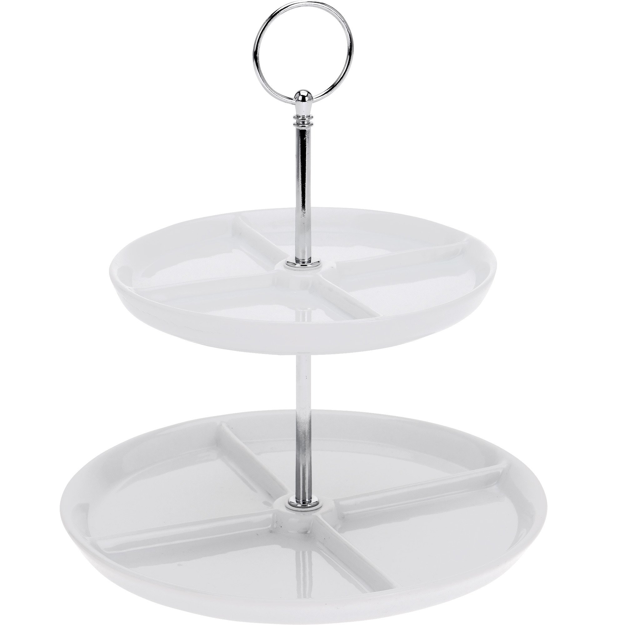 EH Excellent Houseware Stojan na cukroví, keramika, dvoupatrový, 26 cm, bílý bílá