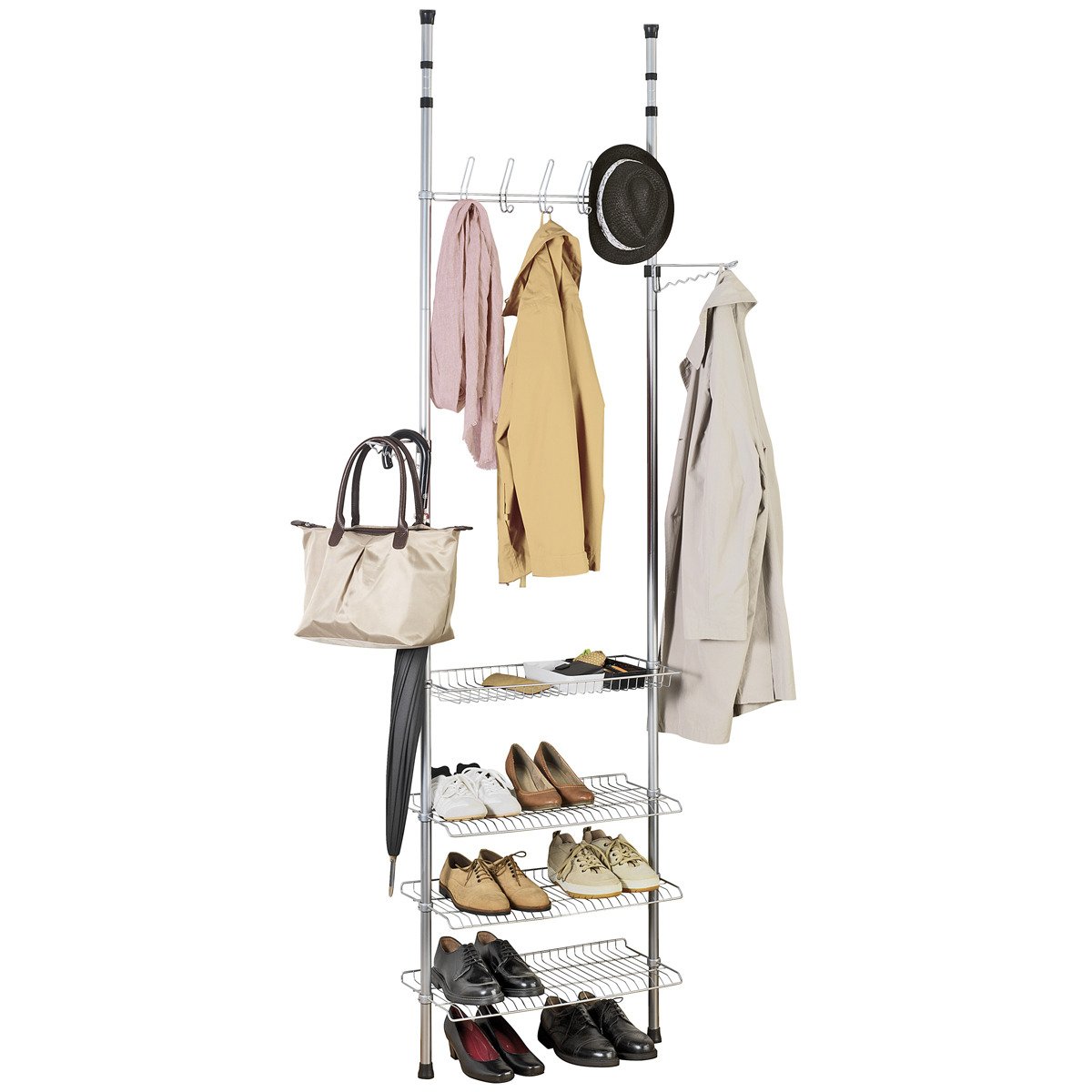 Teleskopický organizér na oblečení APOLLON, stojan do chodby WENKO 6200060100 stříbrná 8339
