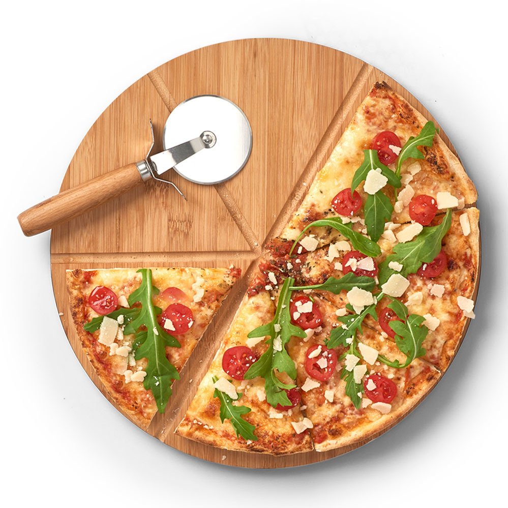 PRKÉNKO NA PIZZU S NOŽEM PR. 32cm Bamboo ZELLER hnědá