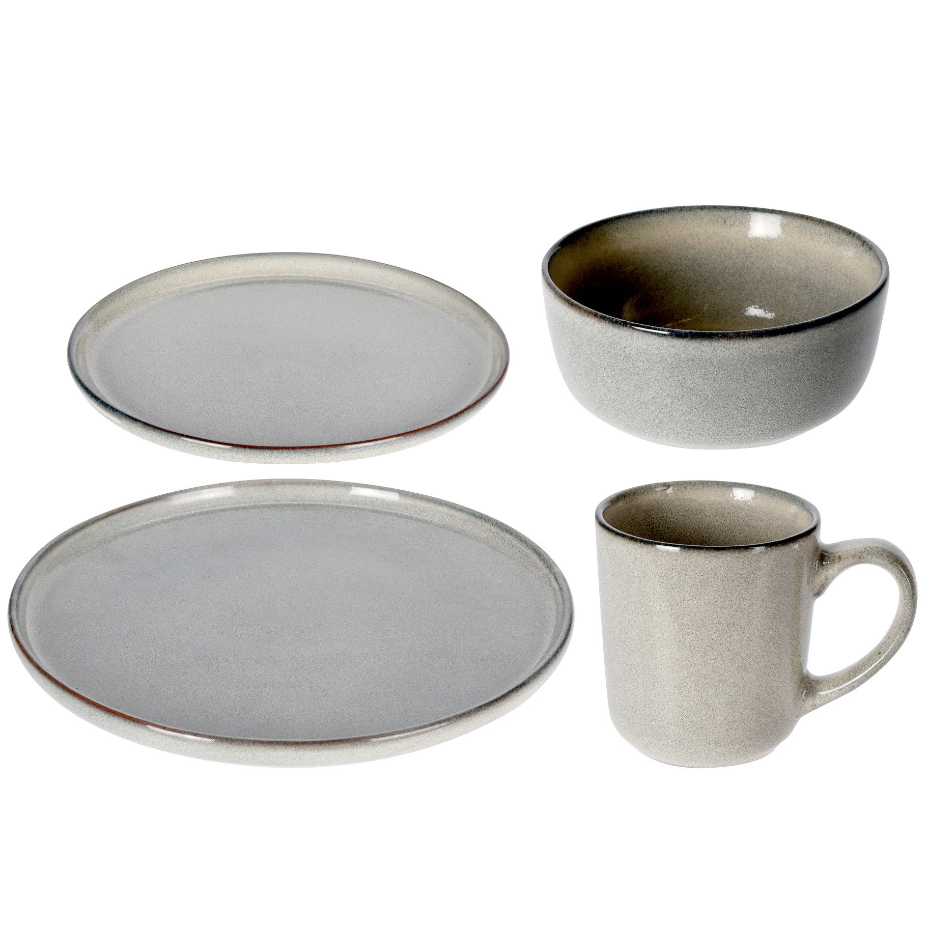 EH Excellent Houseware Jídelní souprava pro 4 osoby, hnědá, 16 ks hnědá