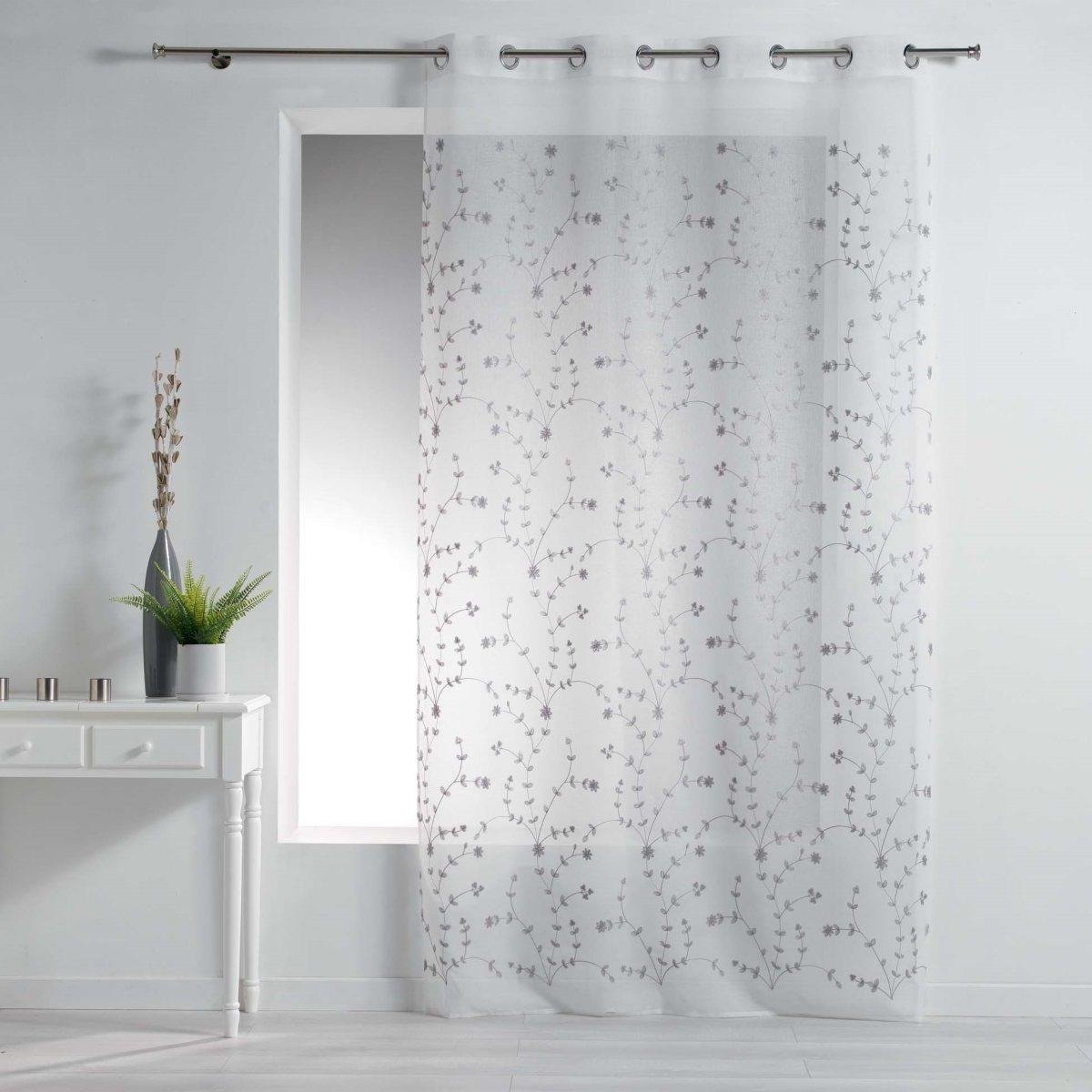 Douceur d'intérieur Závěs na očkách PETIT FLEUR, 140 x 240 cm, bílo-šedý bílá