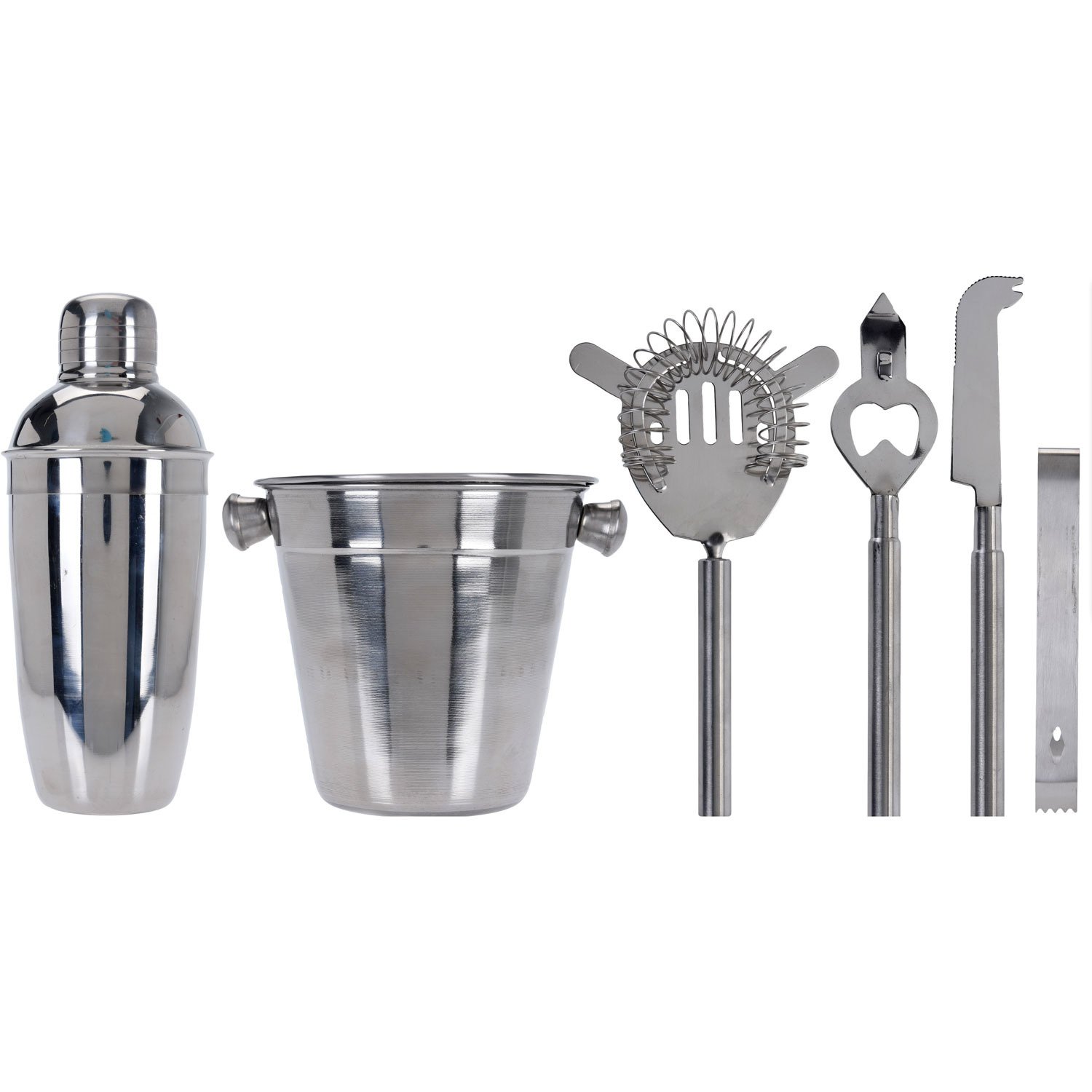 EH Excellent Houseware Barman koktejl set s třepačkou a chladičem, 6 ks stříbrný
