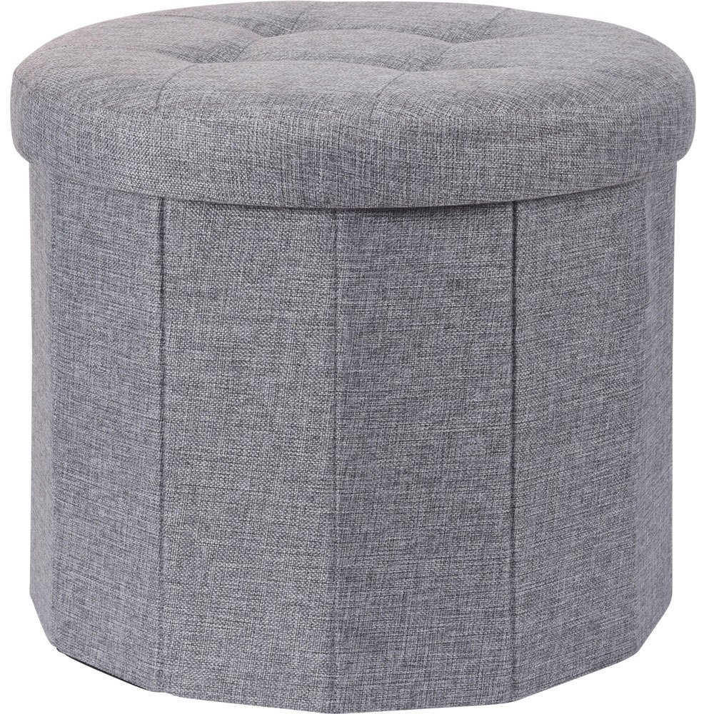 Home Styling Collection Pouf s prošívaným sedlem OTTOMAN, O 45 x 39 cm, šedá šedá