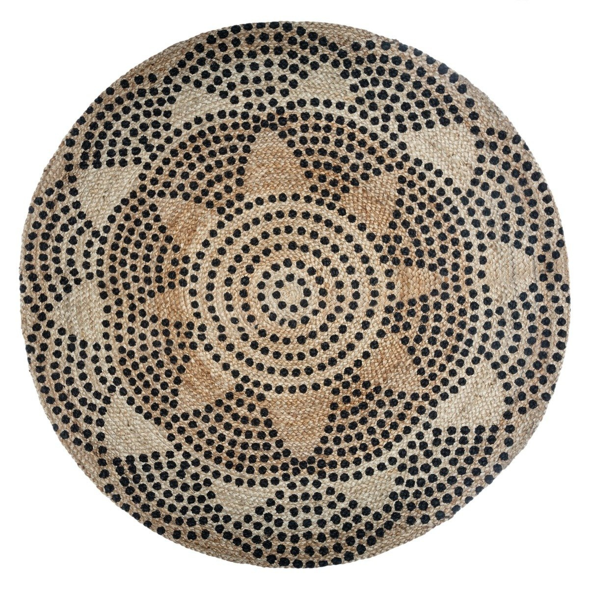 Atmosphera Jutový koberec, kulatý, O 120 cm, geometrický vzor béžová