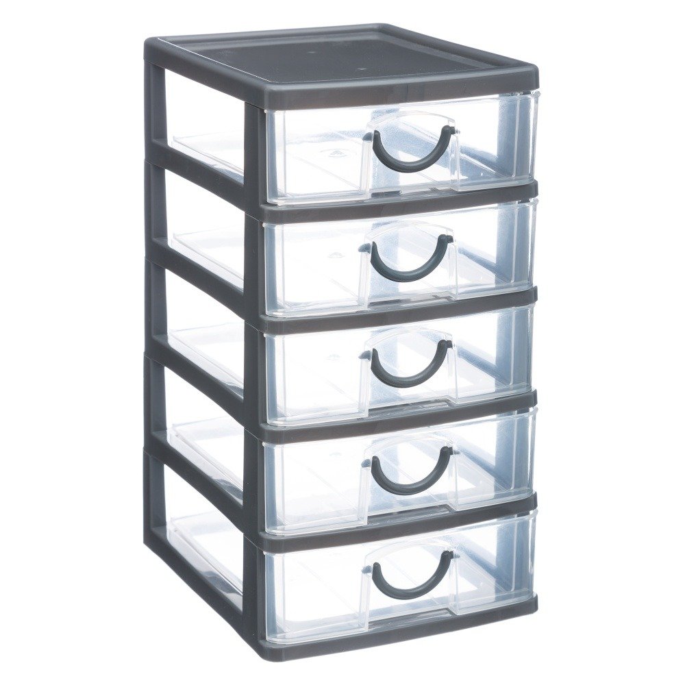 5five Simply Smart myslící organizátor s 5 zásuvkami, 13 x 16 x 26 cm, šedá šedá