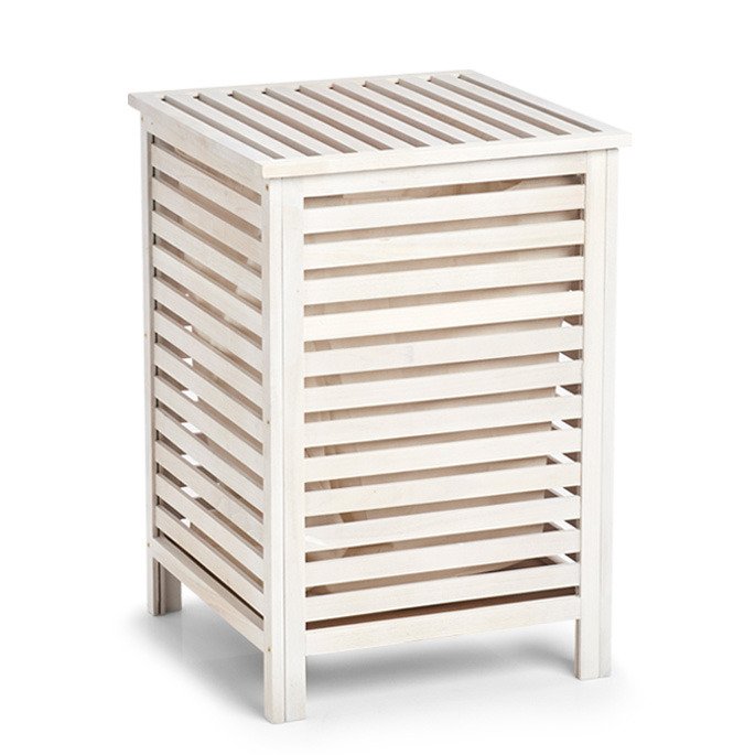 Dřevěný koš na prádlo, bílý, 45 x 45 x 65,5, ZELLER bílá