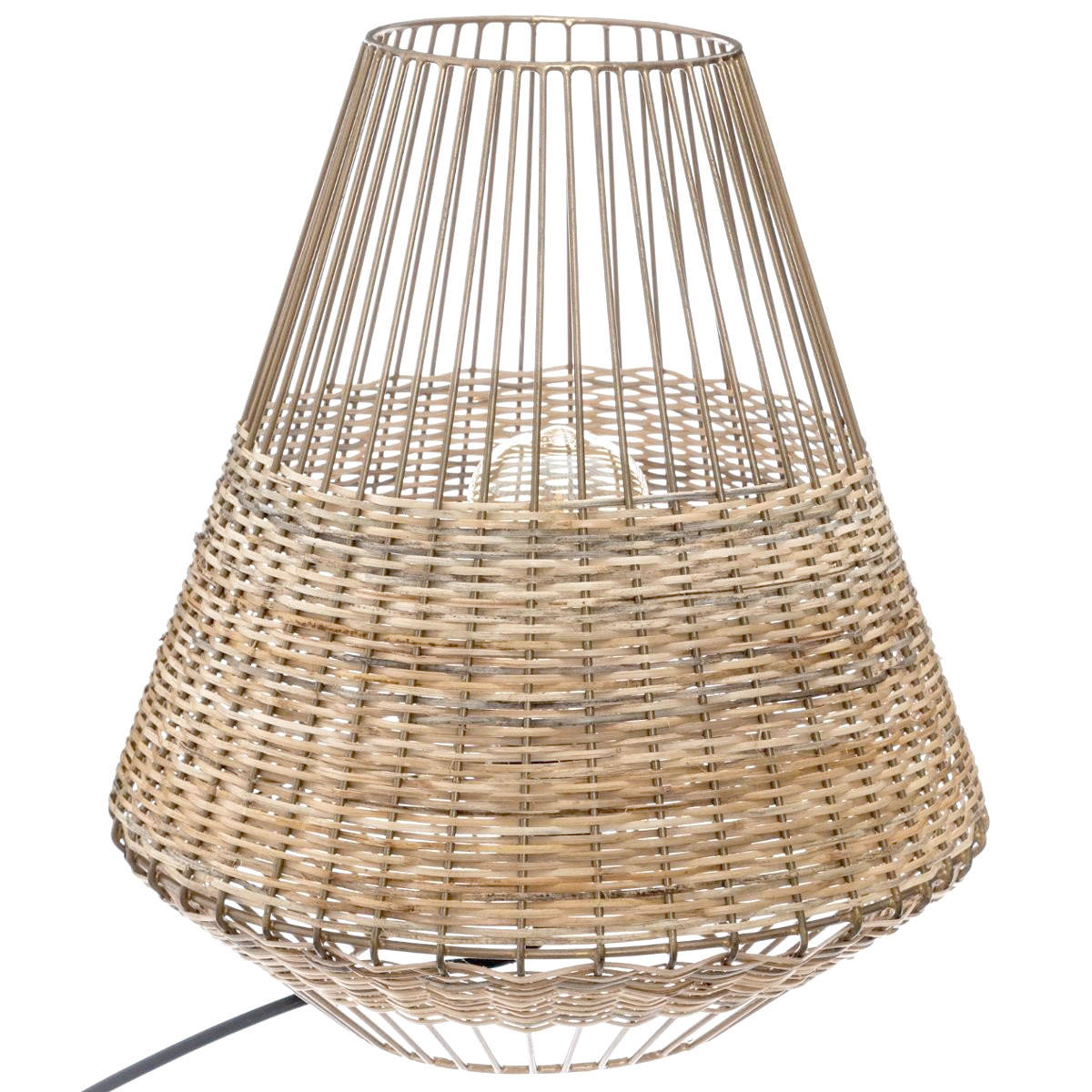 Atmosphera Proutěná a kovová lampa, CHERAW, 33 cm, béžová hnědá