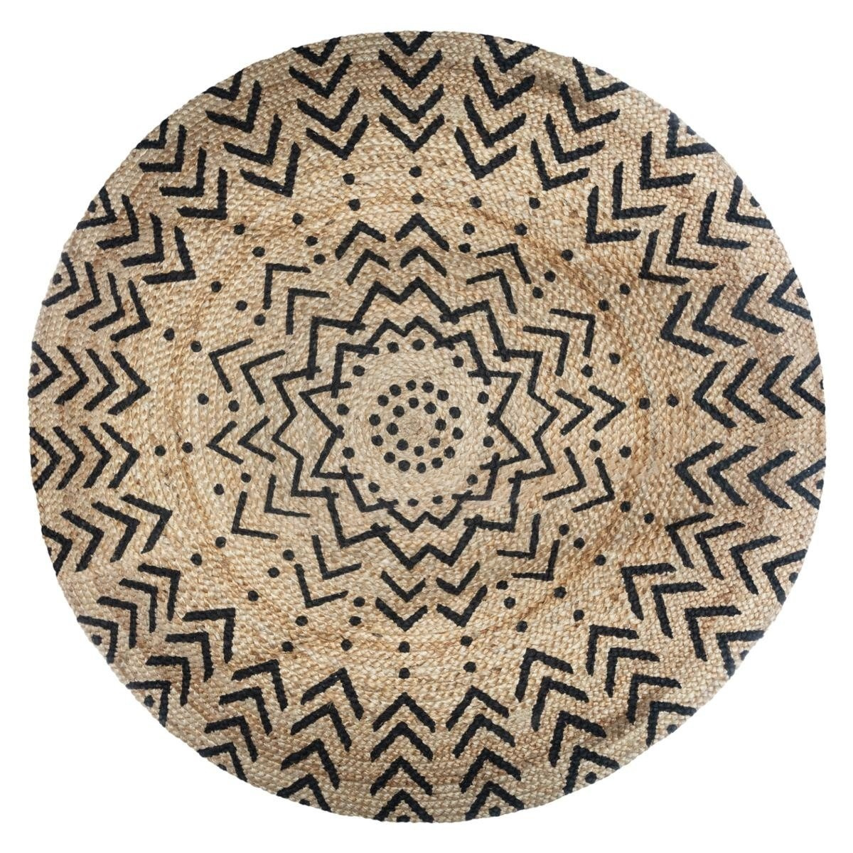 Atmosphera Jutový koberec, kulatý, Ø 120 cm, geometrický vzor béžová