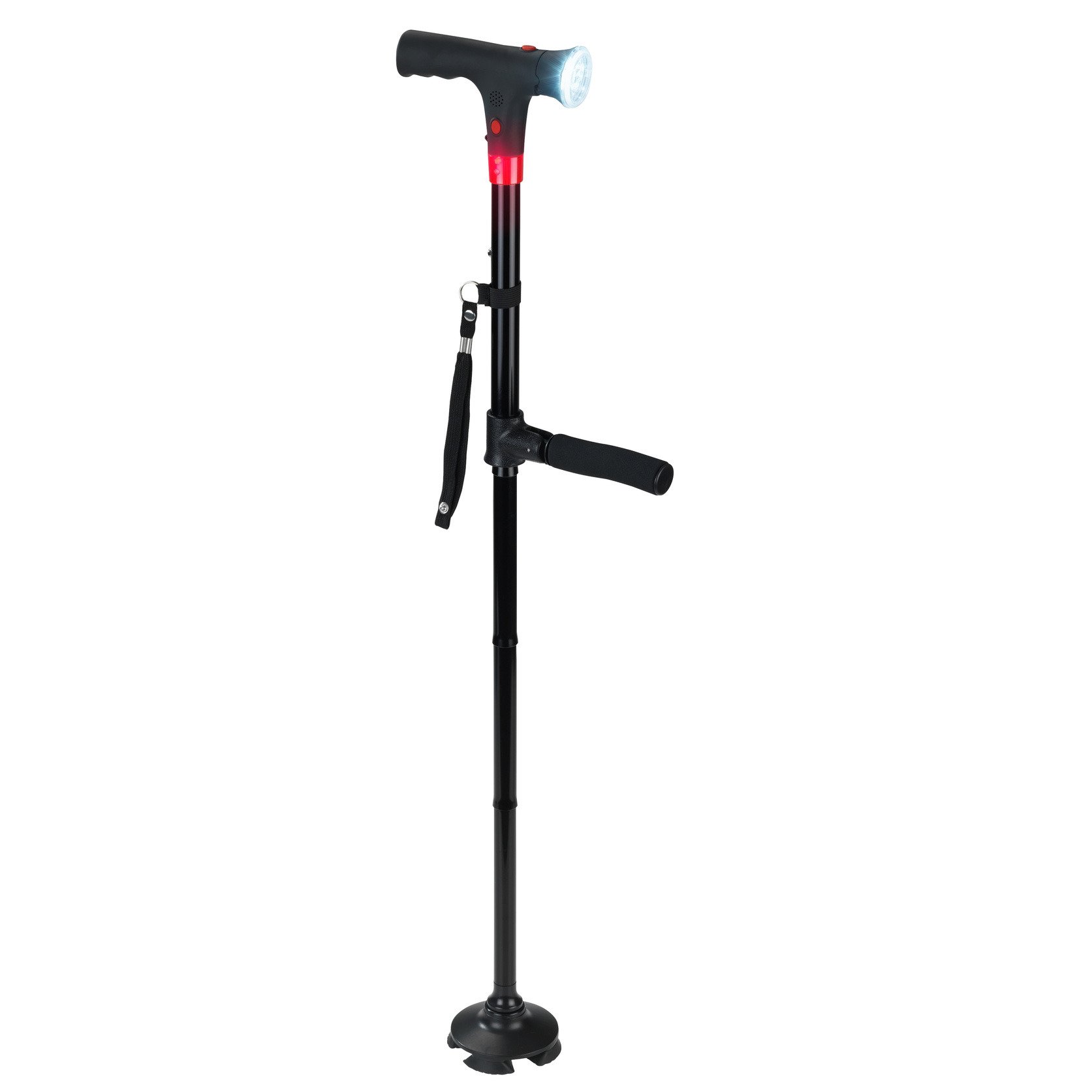 Maximex Multifunkční skládací hůl, LED, 86-98 cm černá