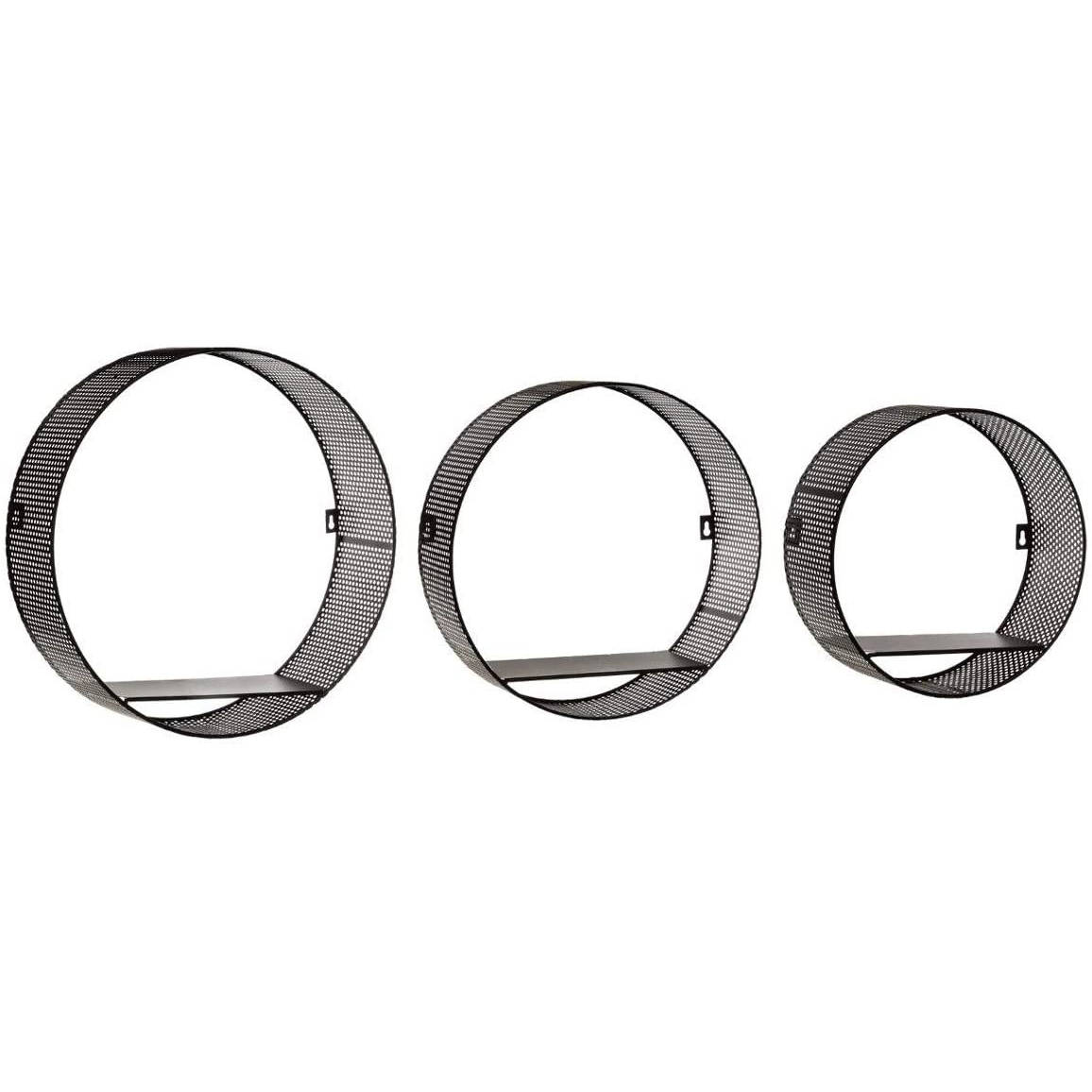 Atmosphera Nástěnné police, 3 kusy, černé černá