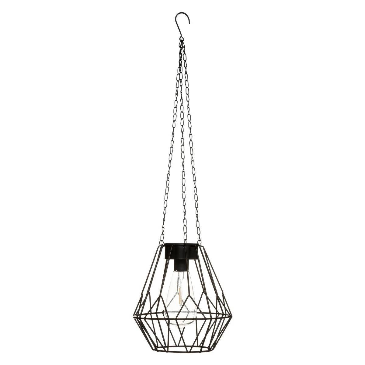 Atmosphera Solární zahradní lucerna FLAVE, výška 60 cm, závěsná černá