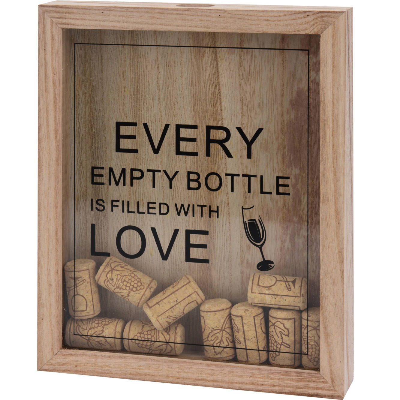 Home Styling Collection Dřevěná krabička na korkové zátky, 20 x 25,5 cm, dekorační vzor hnědá