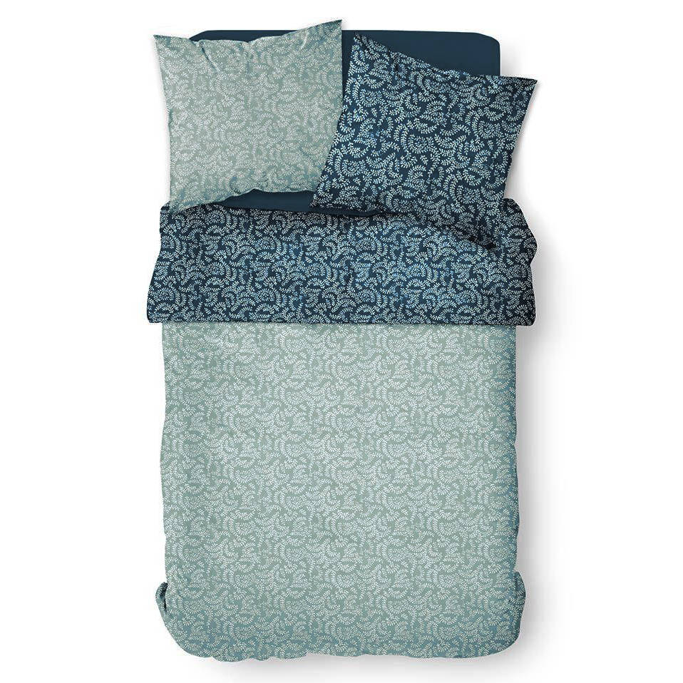 Today Oboustranné bavlněné povlečení, 220 x 240 cm, rostlinný vzor modrá