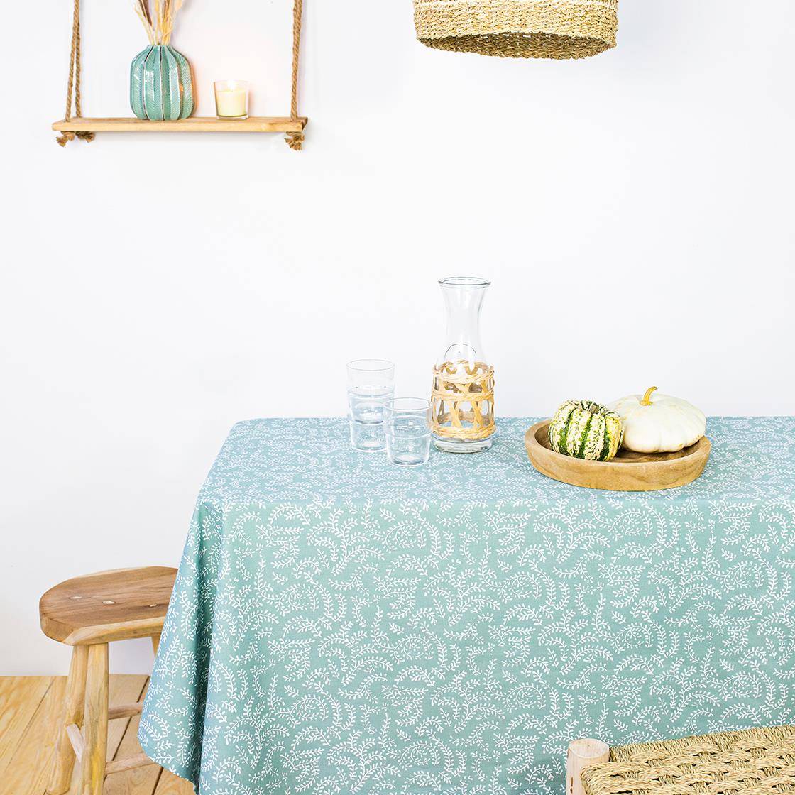 Today Ubrus na obdélníkový stůl, 240 x 140 cm, máta barva s květinovým vzorem zelená 58974