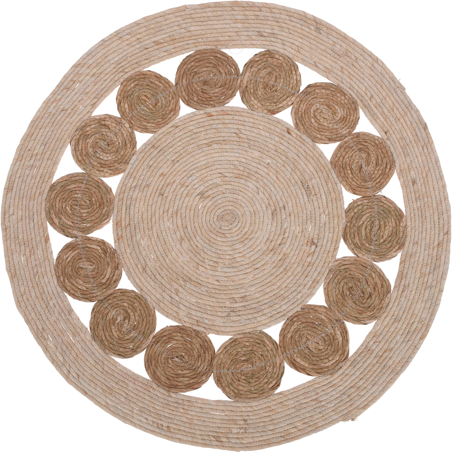 EH Excellent Houseware Kulatý koberec do obýváku, boho styl, Ø 80 cm hnědý
