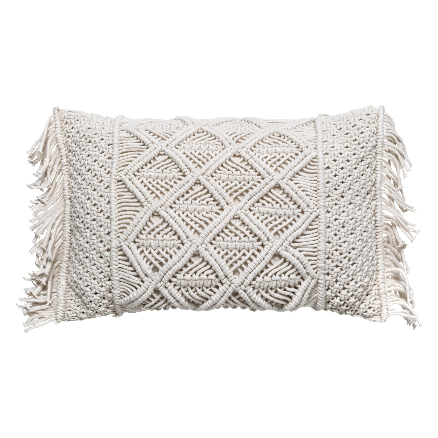 Atmosphera Dekorační polštář s třásněmi MACRAME, 30 x 50 cm, béžový béžová