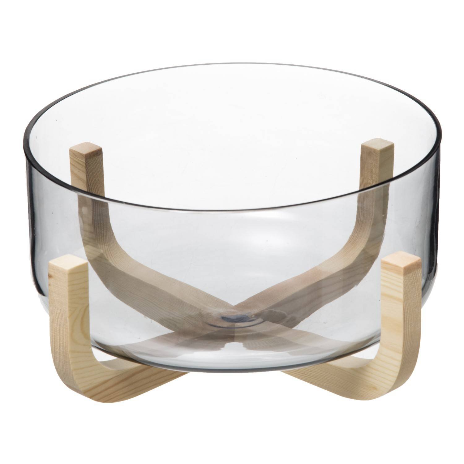 Secret de Gourmet Salátová mísa ARHA, 24 cm, skleněná, s dřevěným stojanem transparentní