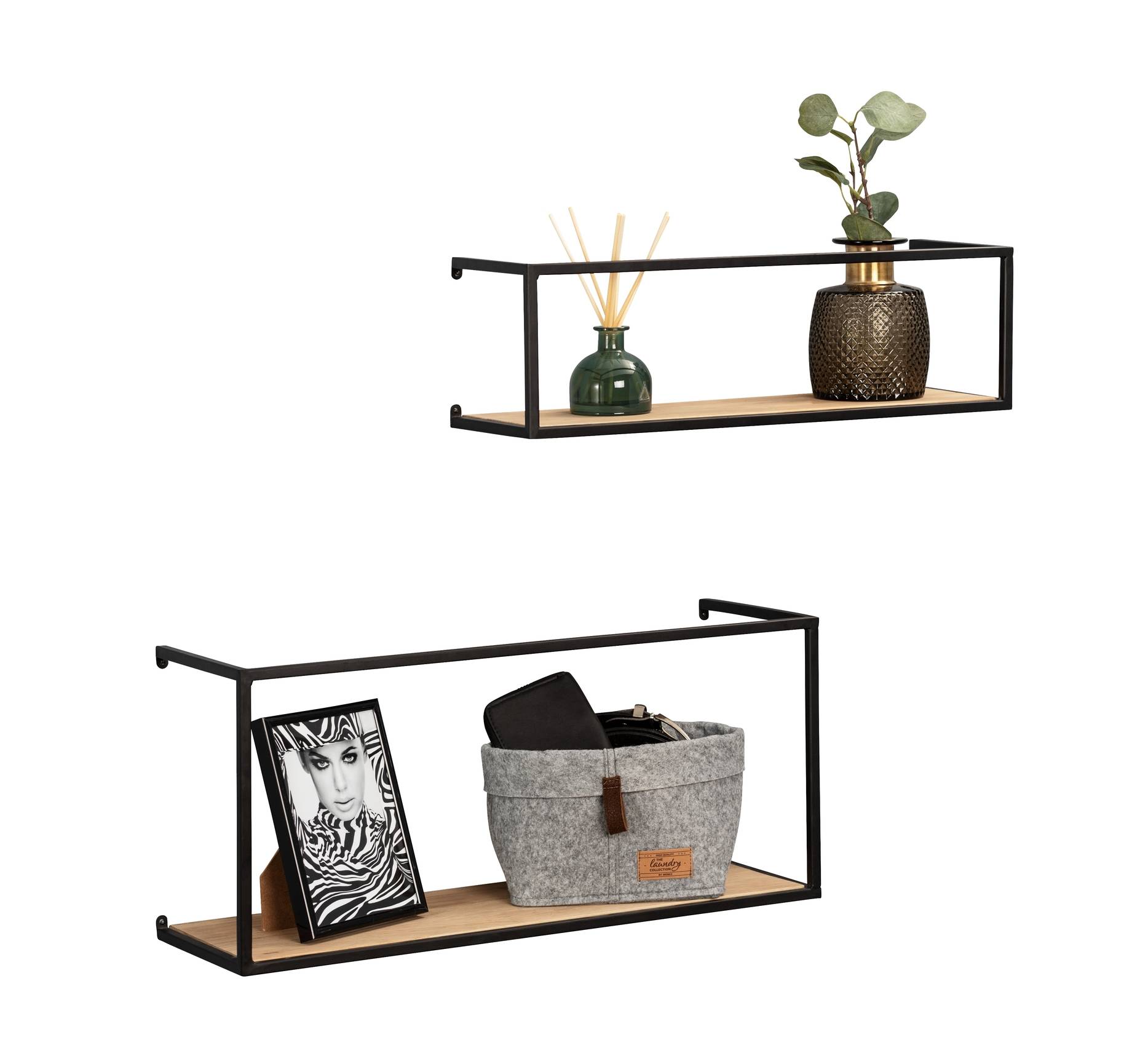 Nástěnné police pro pokoj GEO, 2 ks, Wenko černá