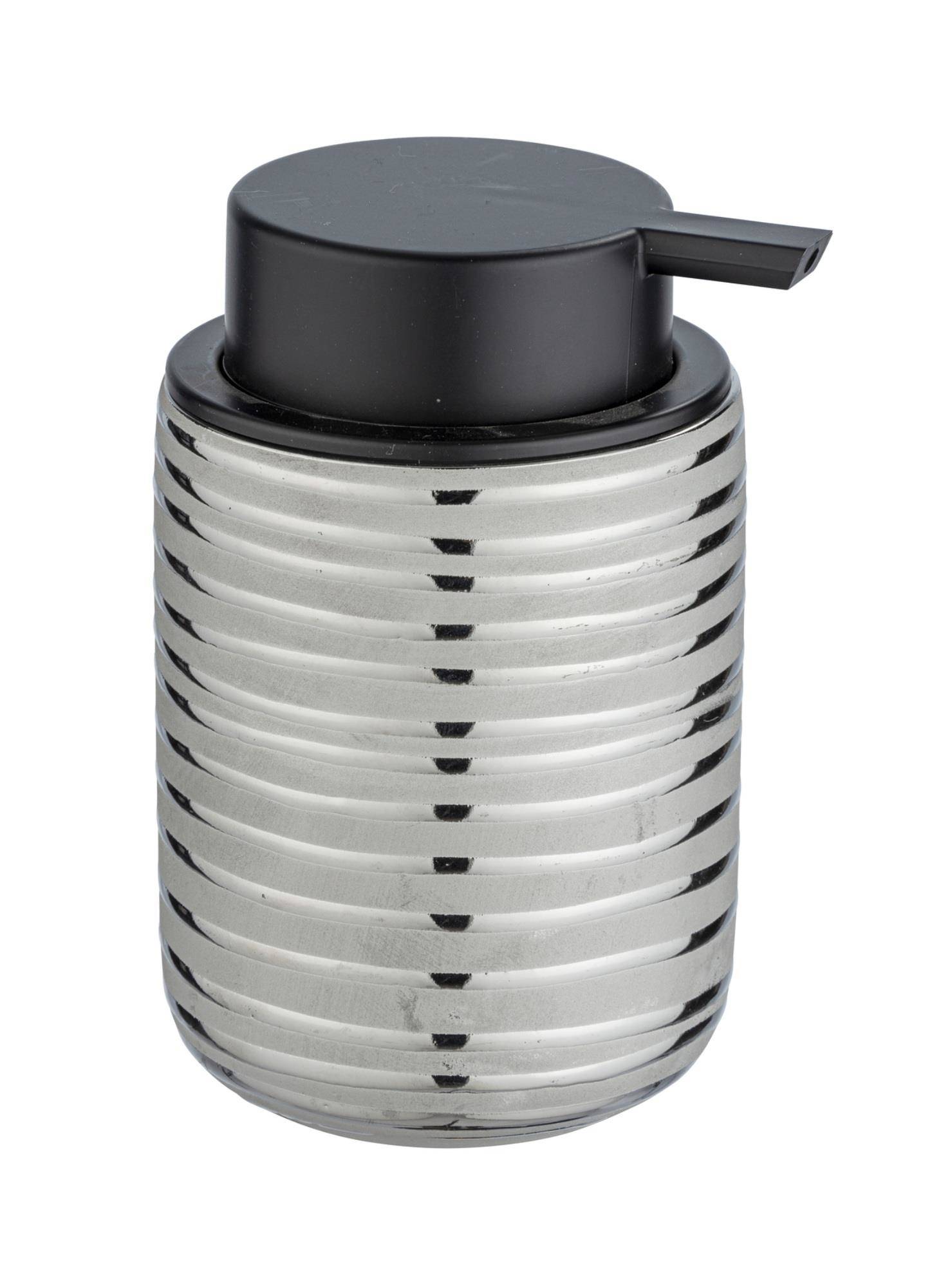 Dávkovač tekutého mýdla VILALBA, keramika, stříbro, 280 ml, Wenko stříbrná