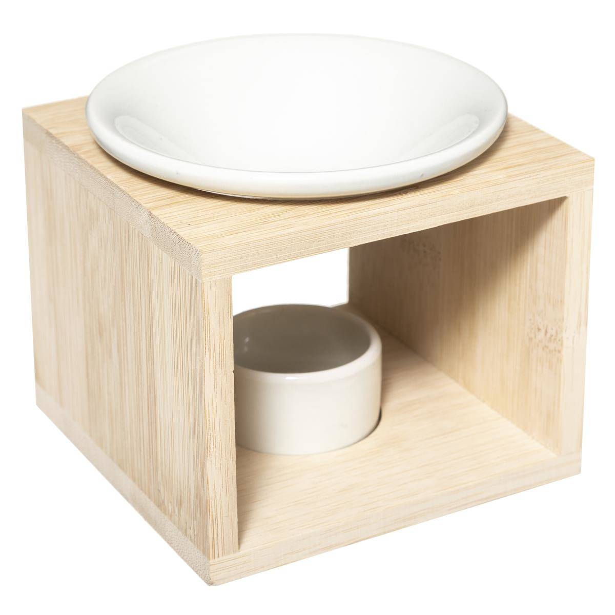 Atmosphera Aromatický krb, bambus, 11,5 x 11,5 x 9,5 cm bílá