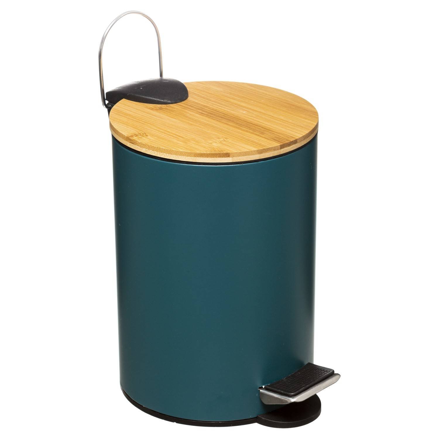 5five Simply Smart Odpadkový koš do koupelny s bambusovým víkem MODERN, modrý, 3 l modrá