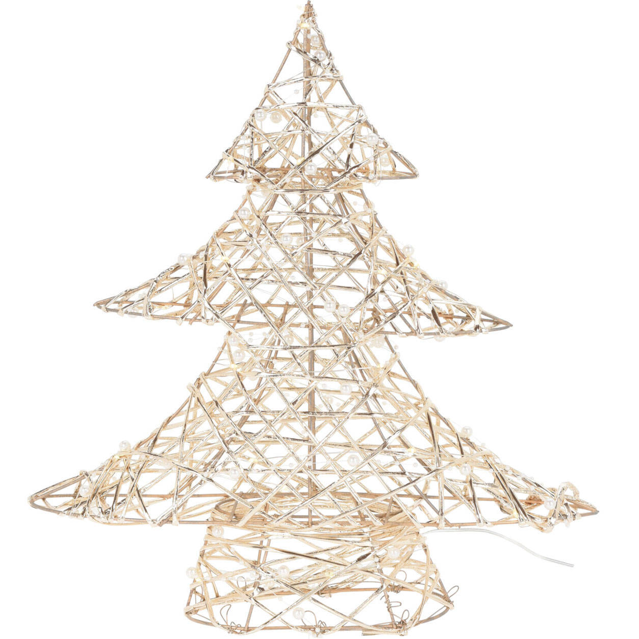 EH Excellent Houseware Vánoční dekorace ve tvaru stromčku LED, 40 cm zlatá