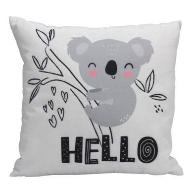 Home Styling Collection Dětský povlak na polštář HELLO, 45 x 40 cm šedá