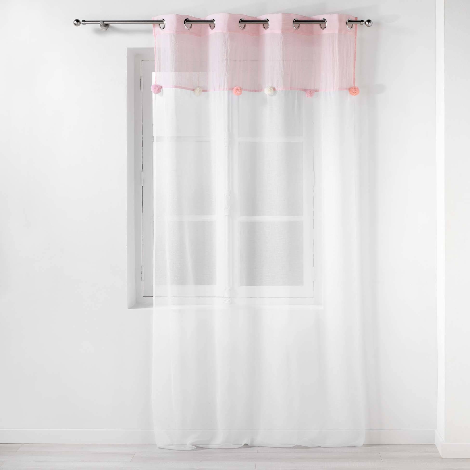 Douceur d'intérieur Dětská záclona ELFIKA s očky a bambulemi, 140 x 240 cm růžová