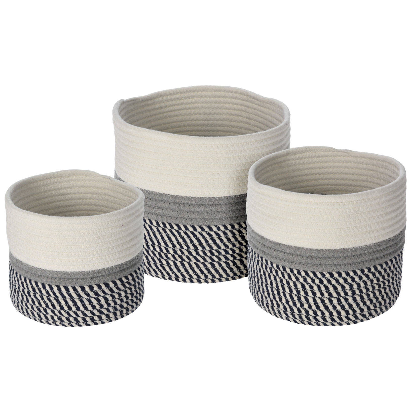 Home Styling Collection Bavlněné úložné koše, šedé, 3 ks šedá