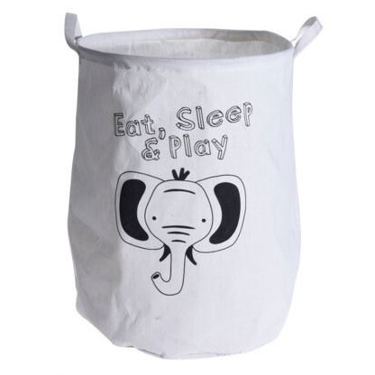 Home Styling Collection Úložný koš na hračky SAFARI s motivem slona, Ø 40 cm bílý