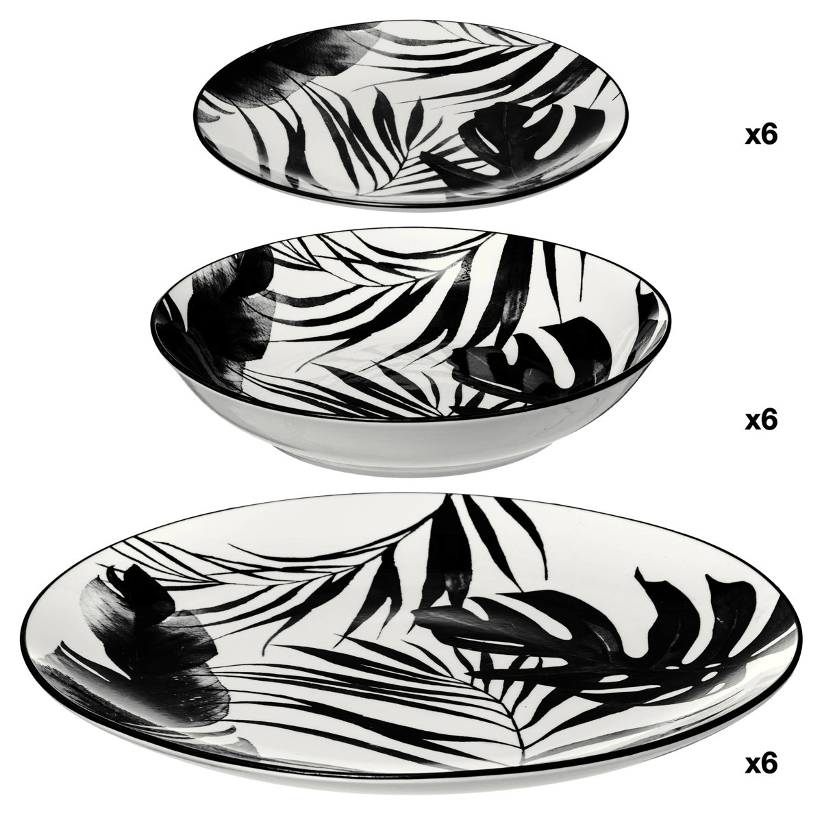 Secret de Gourmet Jídelní souprava PALME BLACK, 18 ks vícebarevná