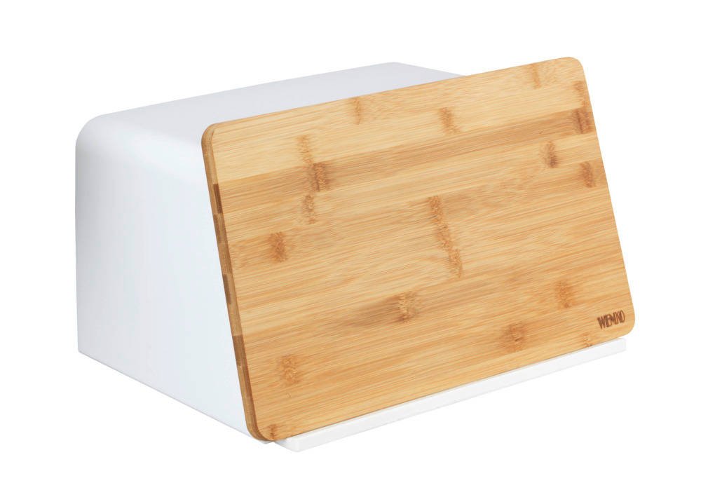 Chlebník s krájecí deskou KUBO, bílý, Wenko bílá