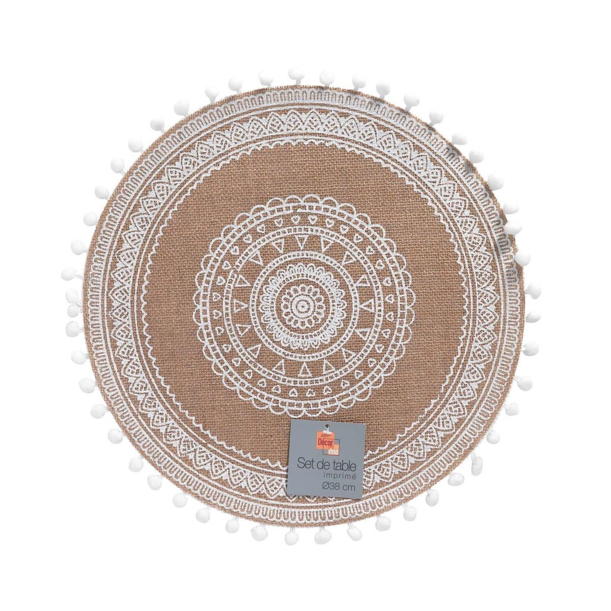 Douceur d'intérieur Prostírání na stůl RENATA, jutové, Ø 38 cm černá