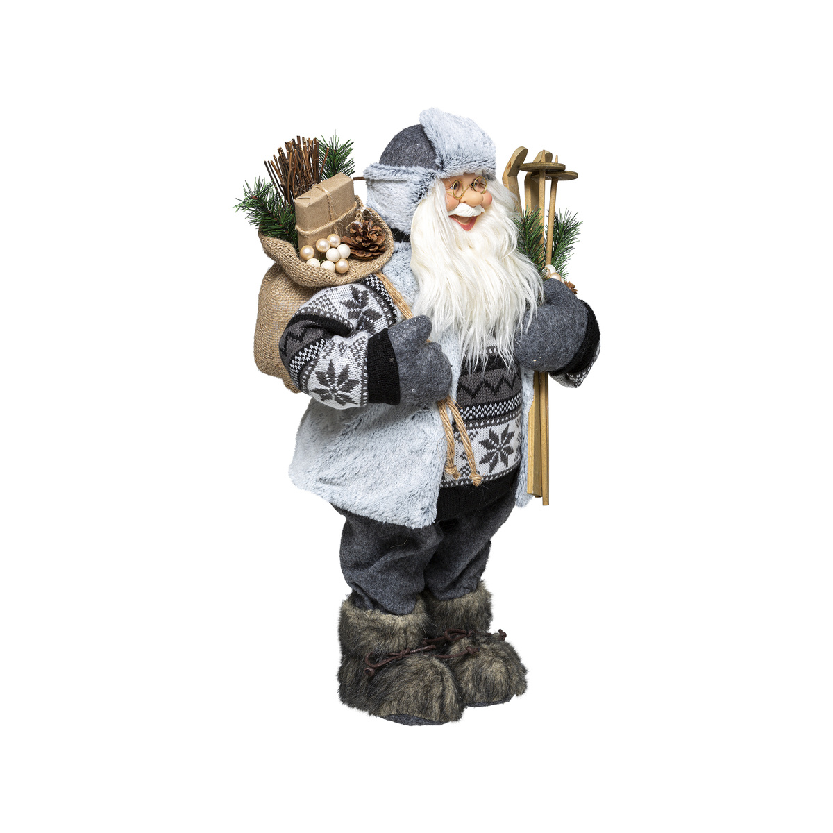 Atmosphera Figurka Santy s lyžemi, 45 cm vícebarevná