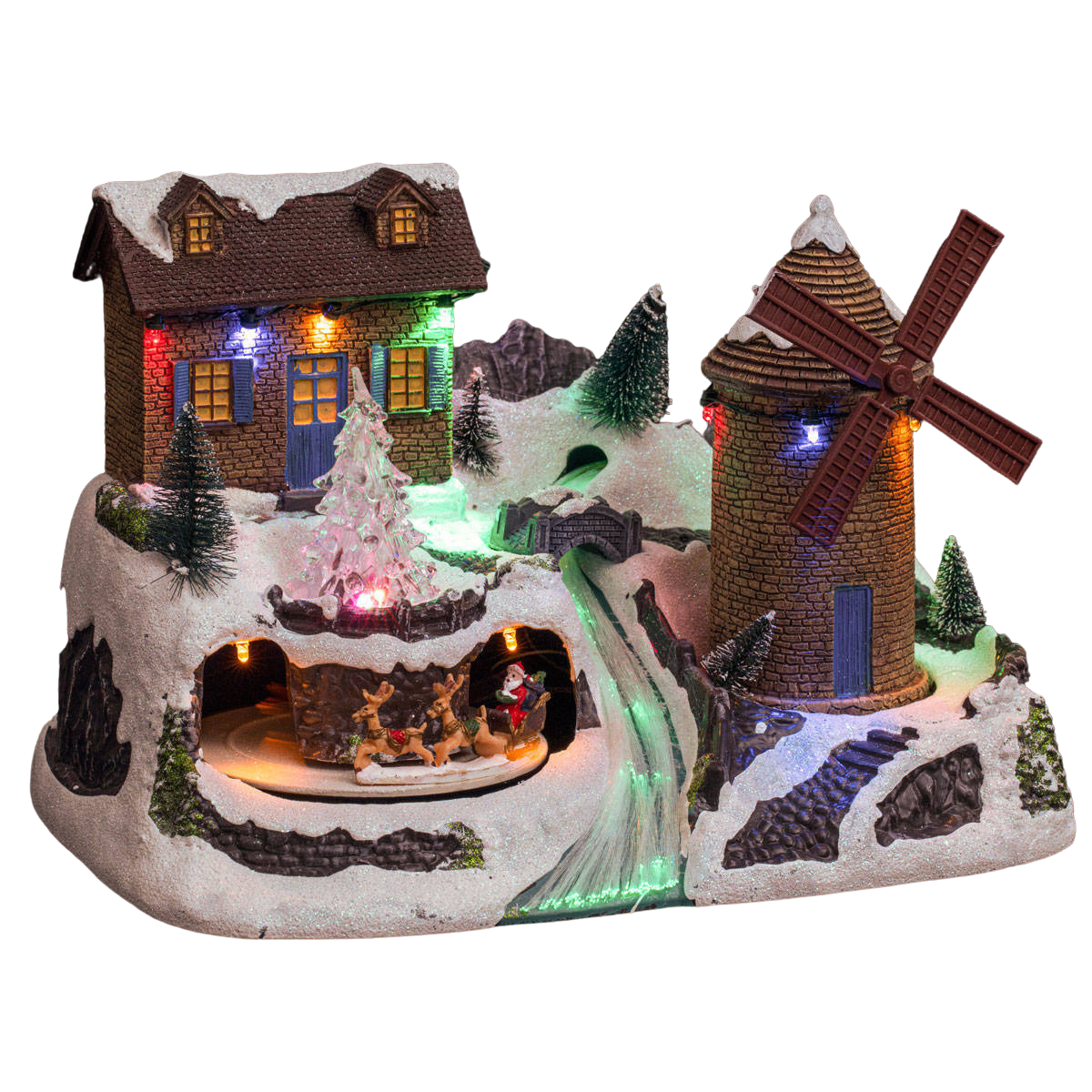 Fééric Lights and Christmas Vánoční betlém větrný mlýn s LED osvětlením vícebarevná
