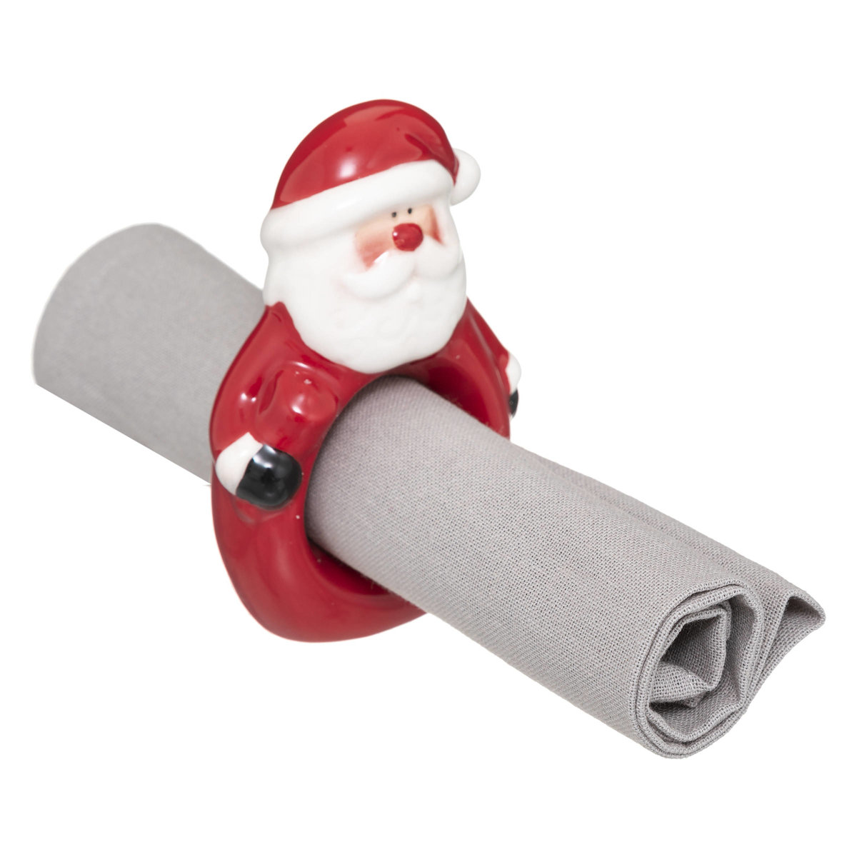 Atmosphera Keramický kroužek na ubrousky Santa Claus červená
