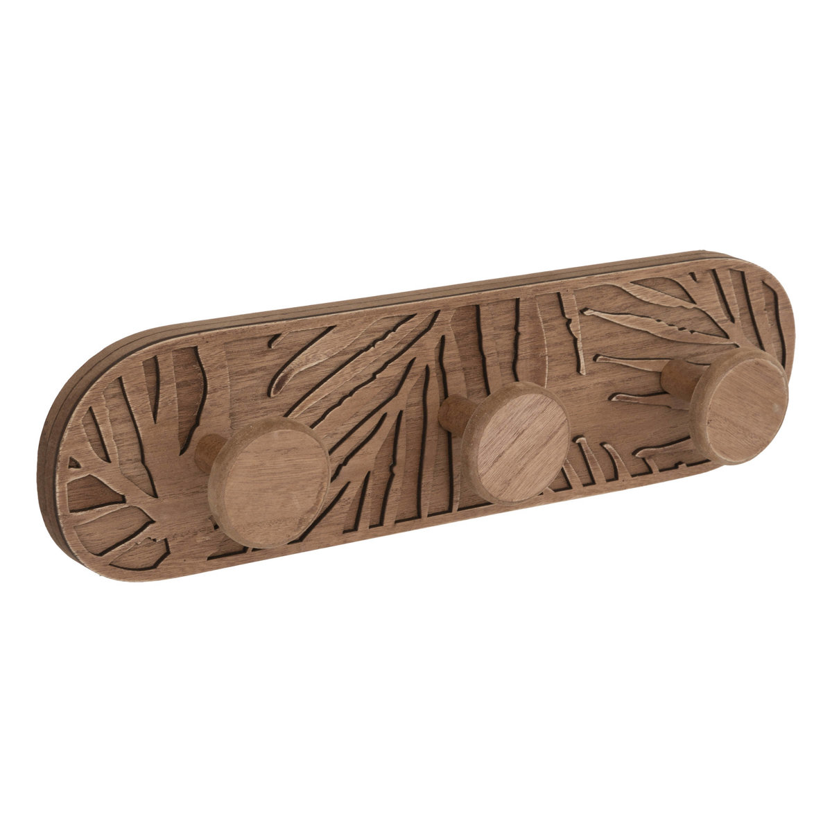 Atmosphera Nástěnný věšák ALI s háčky, dřevěný, 38 x 10 cm hnědá