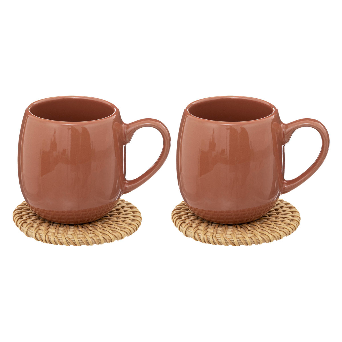 Secret de Gourmet Keramické hrnky ALICANTE, 2 kusy, 300 ml + podtácky oranžová