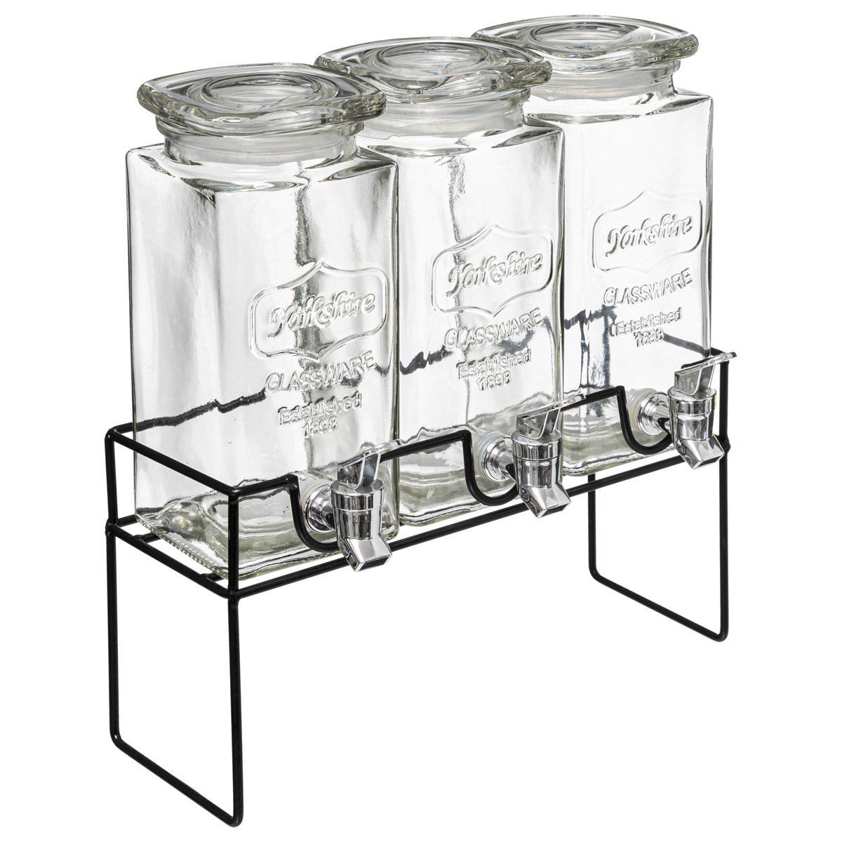 Secret de Gourmet Nádoby na limonádu MODERN na stojanu, 3 x 1,5L transparentní