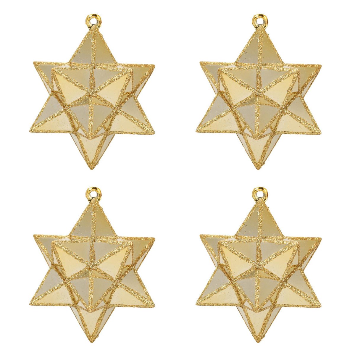 Homea Vánoční ozdoby na stromeček, zlaté hvězdy, 4 kusy, Ø 7,5cm zlatá
