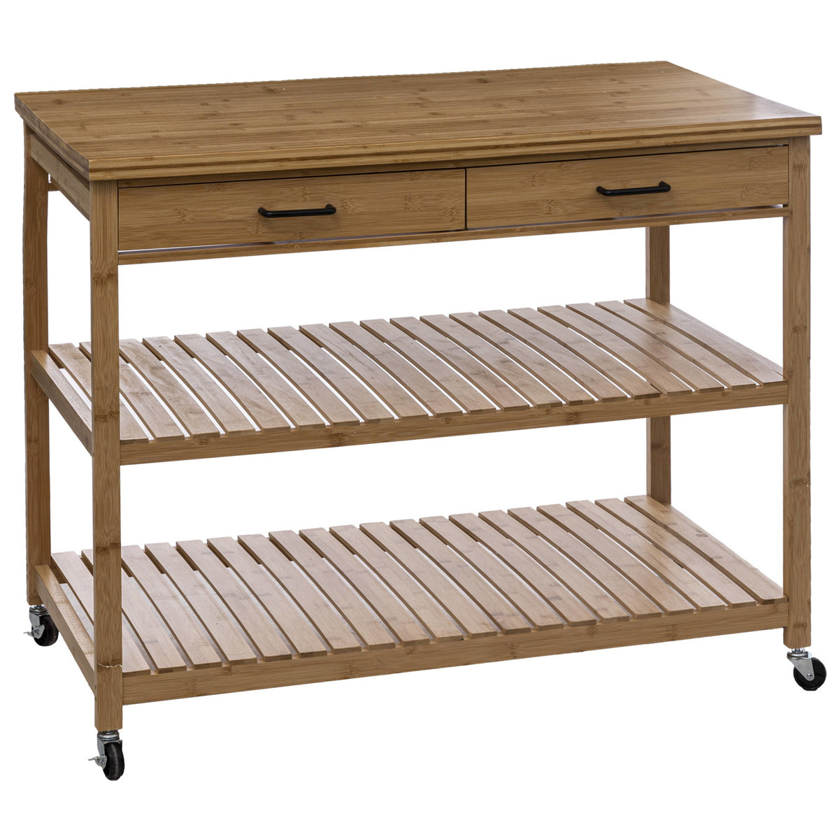 5five Simply Smart Kuchyňský regál na kolečkách, bambus, 108 x 60 x 90 cm hnědý