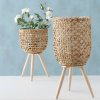 Proutěný květináč Livela na dřevěných nohách, 2 kusy