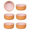 Hliněná nádoba, miska s glazovaným vnitřkem, růžová, 6 ks