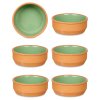 Hliněná nádoba, miska s glazovaným vnitřkem, zelená, 6 ks