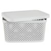 Plastový úložný koš s víkem, 3,5 l, bílý