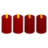 Lesklé svíce LED, 4 kusy, červená barva