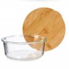 Skleněná dóza na potraviny s vzduchotěsným bambusovým víkem, 620 ml