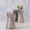 Skleněná váza HYACINTHA, rýhované sklo, 15 cm, taupe