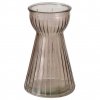 Skleněná váza HYACINTHA, rýhované sklo, 15 cm, taupe